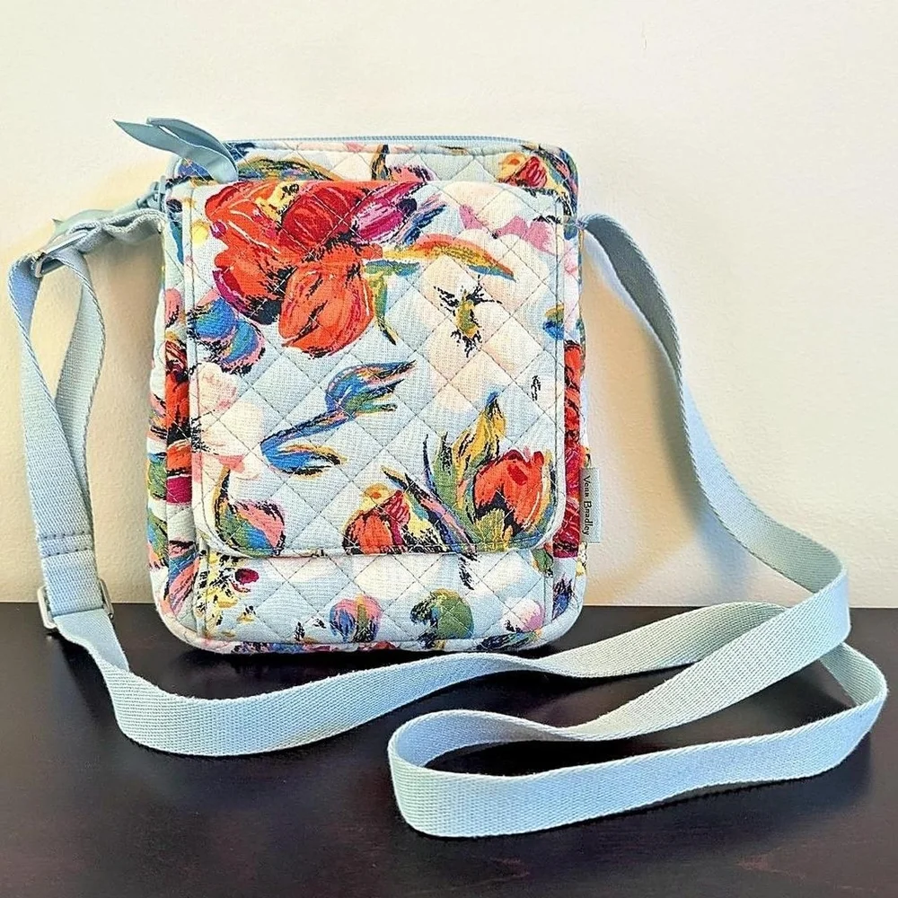 Floral Quilted Vera Bradley Crossbody Bag - Multicolor